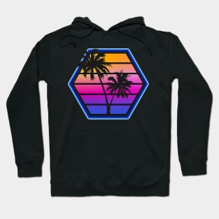 Synthwave Retro Hex Sunset Silhouette Design Hoodie